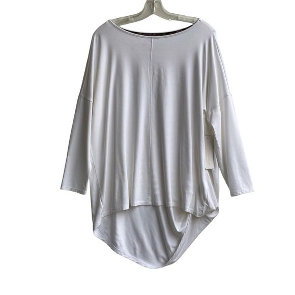 Soft Surroundings Top White M Crew Neck Long Sleeve Back Draped Knit Jersey NWT - Picture 1 of 6